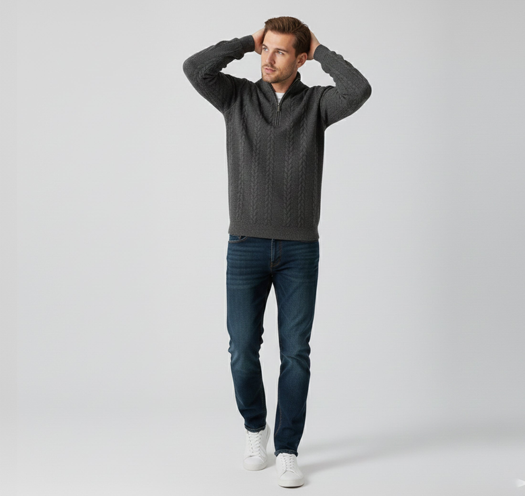 Rocal Outlet | Prendas de punto jacquard para hombre – Clásico con solapa suelta