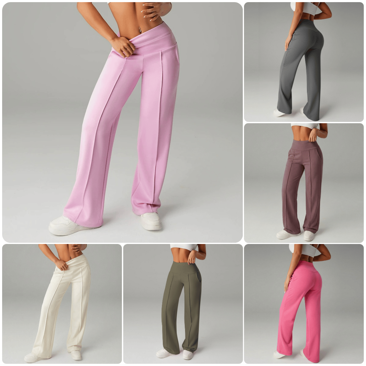 Pantalones Rectos Versátiles para Mujer - Tejido Elástico Cómodo + Bolsillos Prácticos