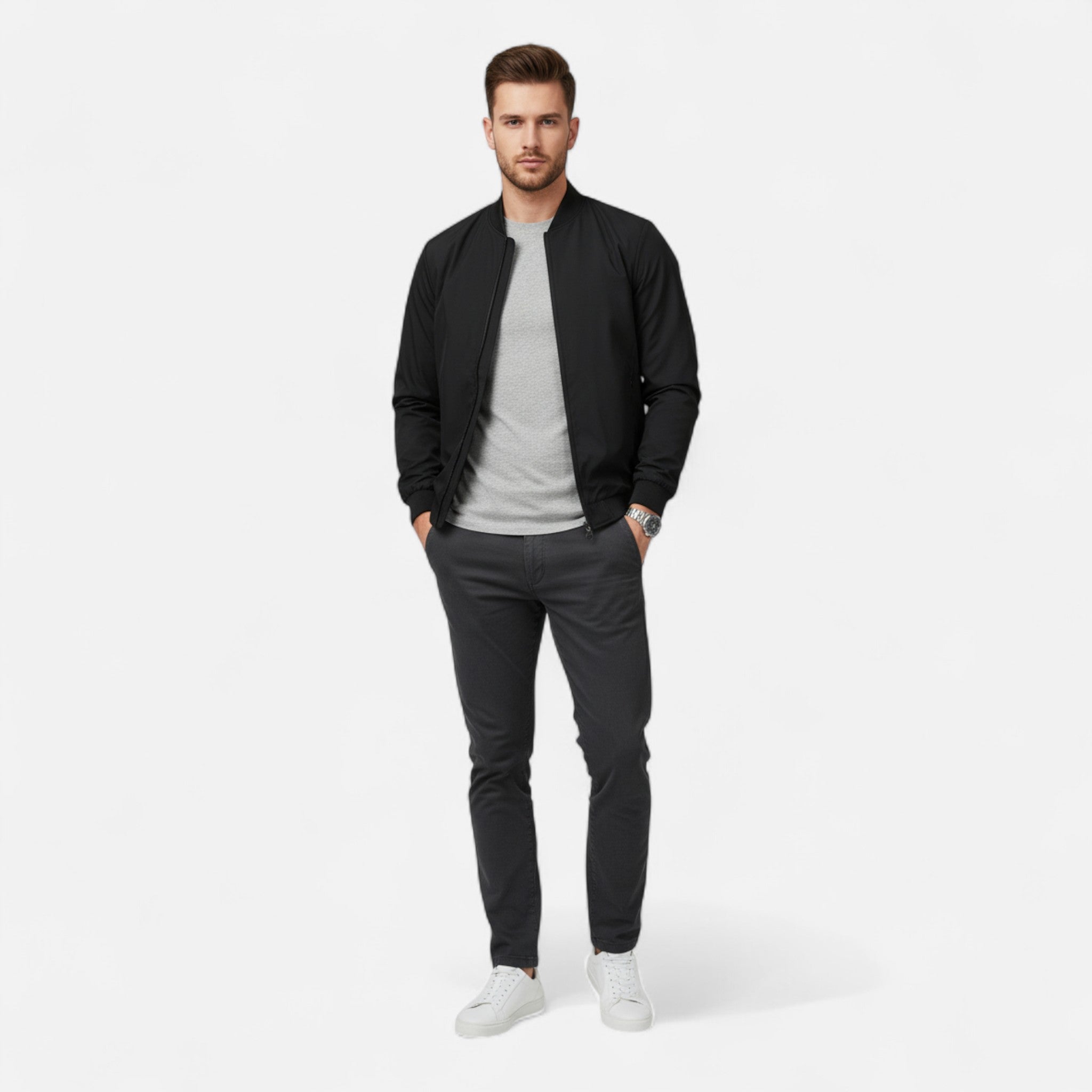 Rocal Outlet | Chaqueta para Hombre – Elegancia Ligera con Cuello Mao