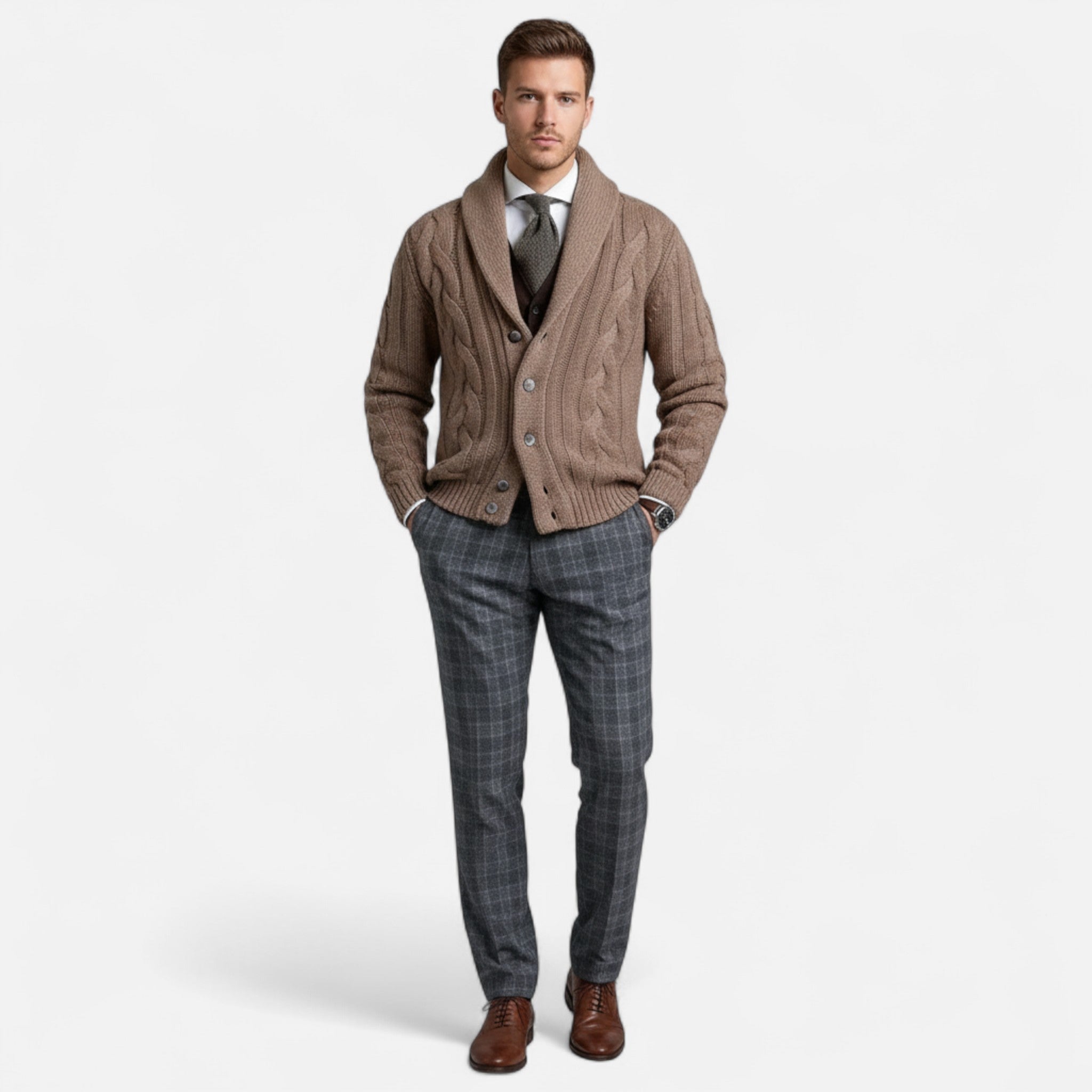Rocal Outlet | Cárdigan de Hombre – Estilo Heritage de Punto Trenzado