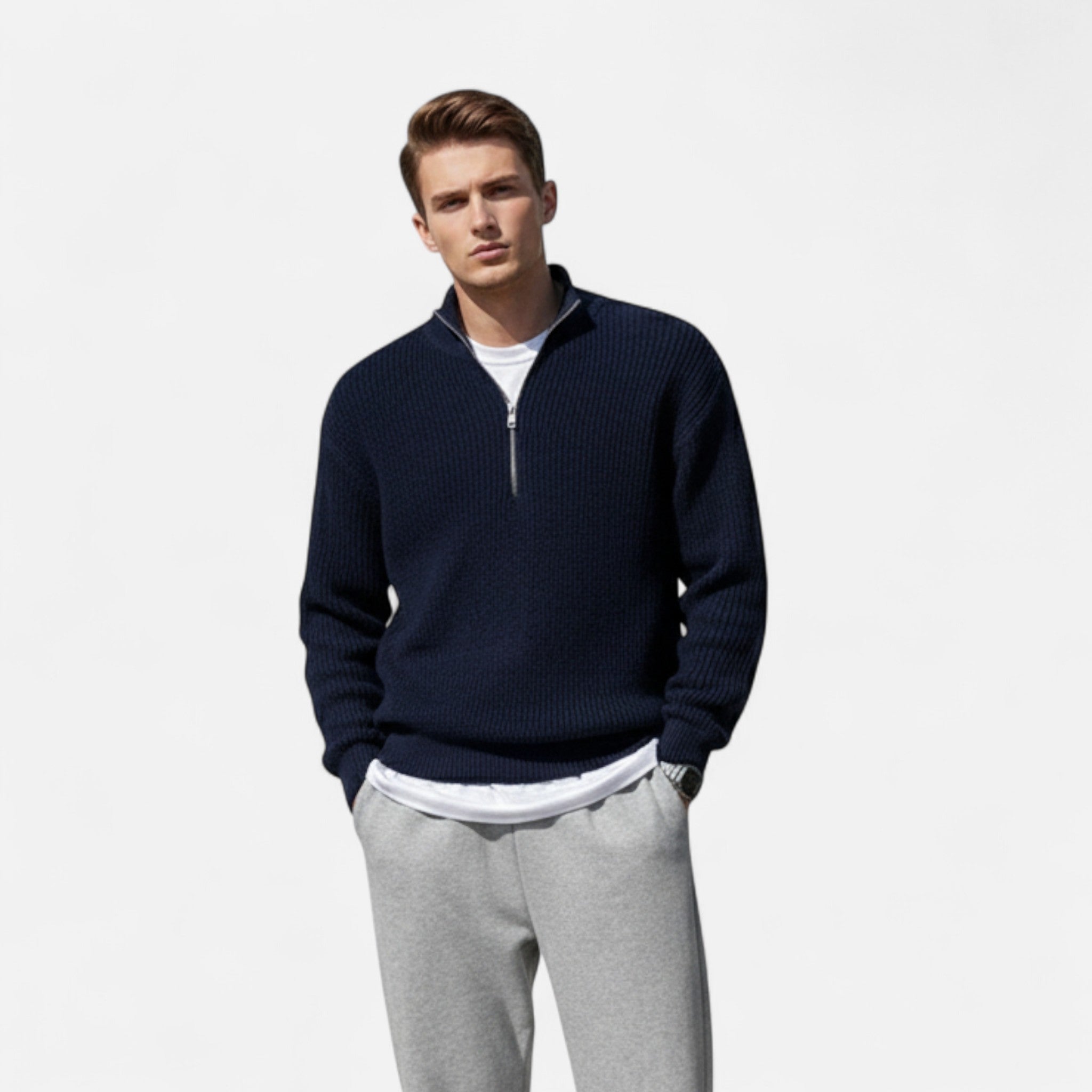 Rocal Outlet | Jersey con Cremallera para Hombre – Cuello Semi-Alto Heritage