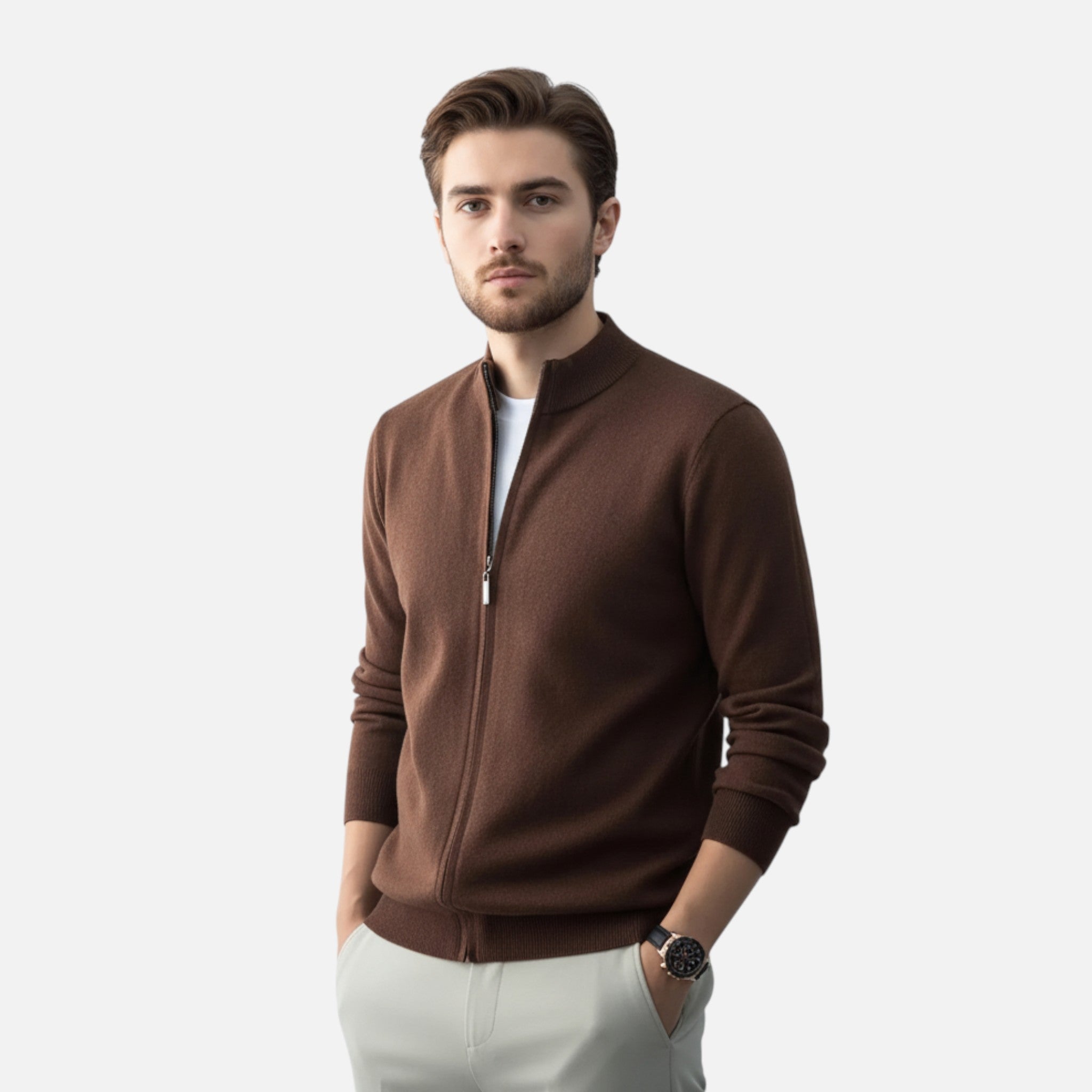 Rocal Outlet | Jersey con Cremallera Completa para Hombre – Mezcla de Lana Heritage