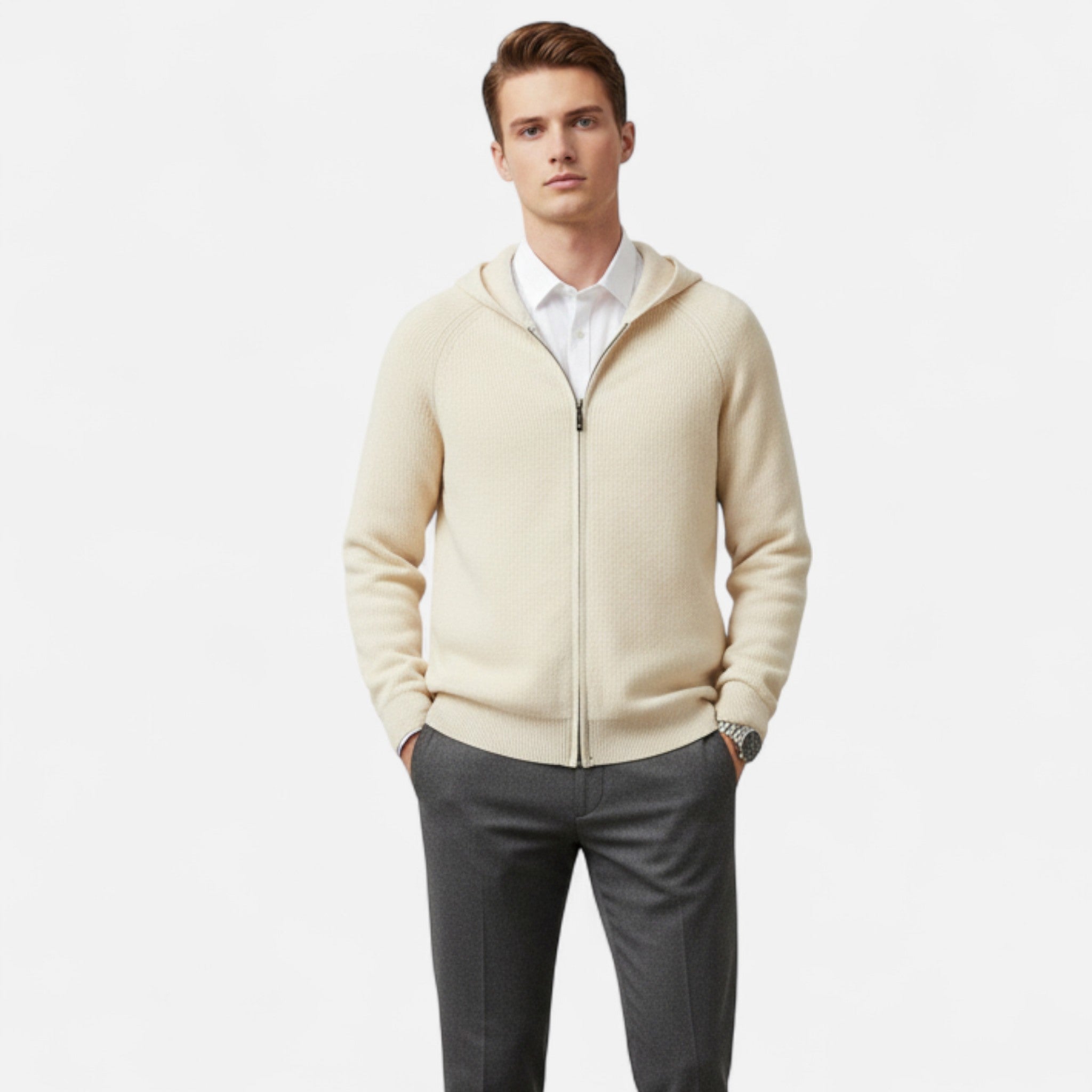 Rocal Outlet | Cárdigan Acolchado para Hombre – Punto Heritage con Capucha