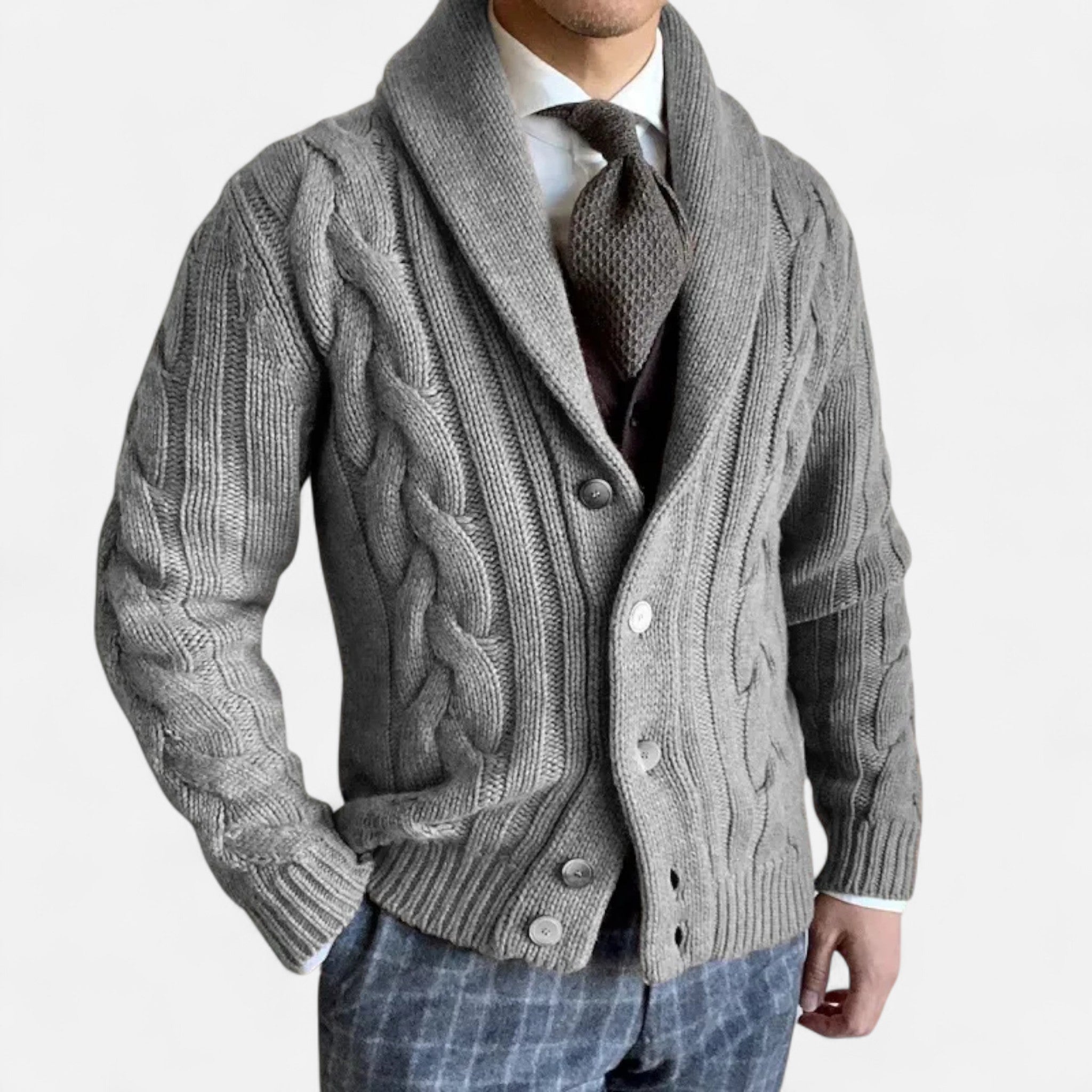 Rocal Outlet | Cárdigan de Hombre – Estilo Heritage de Punto Trenzado