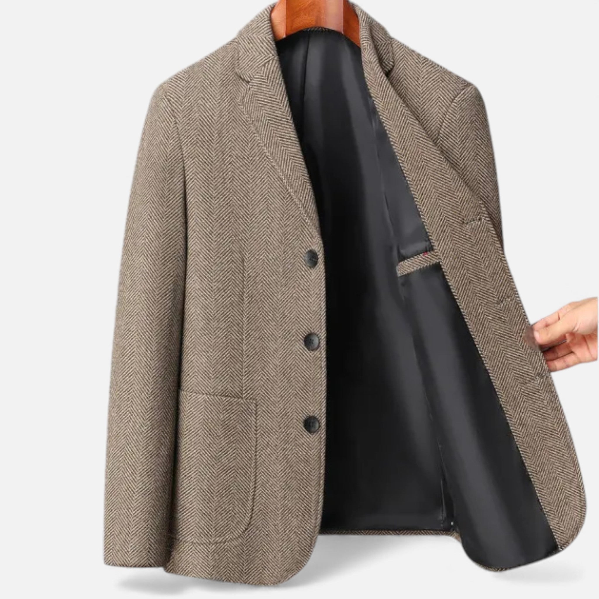 Rocal Outlet | Blazer de hombre de lana con espiga – refinamiento clásico de un solo botón
