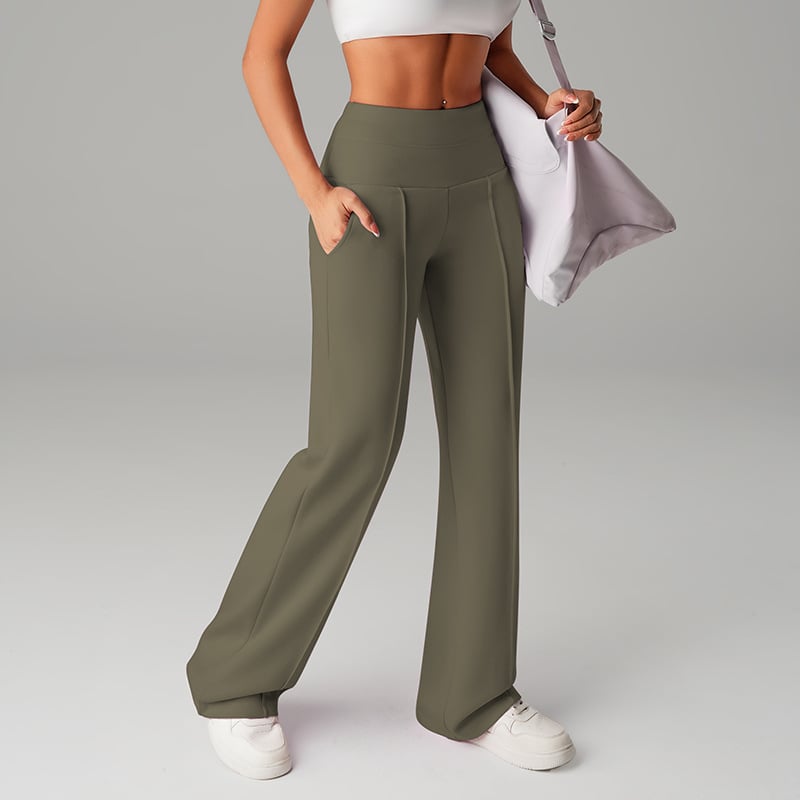 Pantalones Rectos Versátiles para Mujer - Tejido Elástico Cómodo + Bolsillos Prácticos