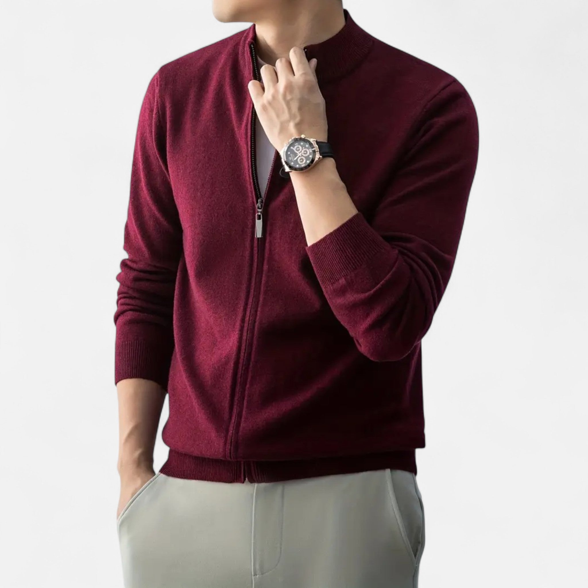 Rocal Outlet | Jersey con Cremallera Completa para Hombre – Mezcla de Lana Heritage