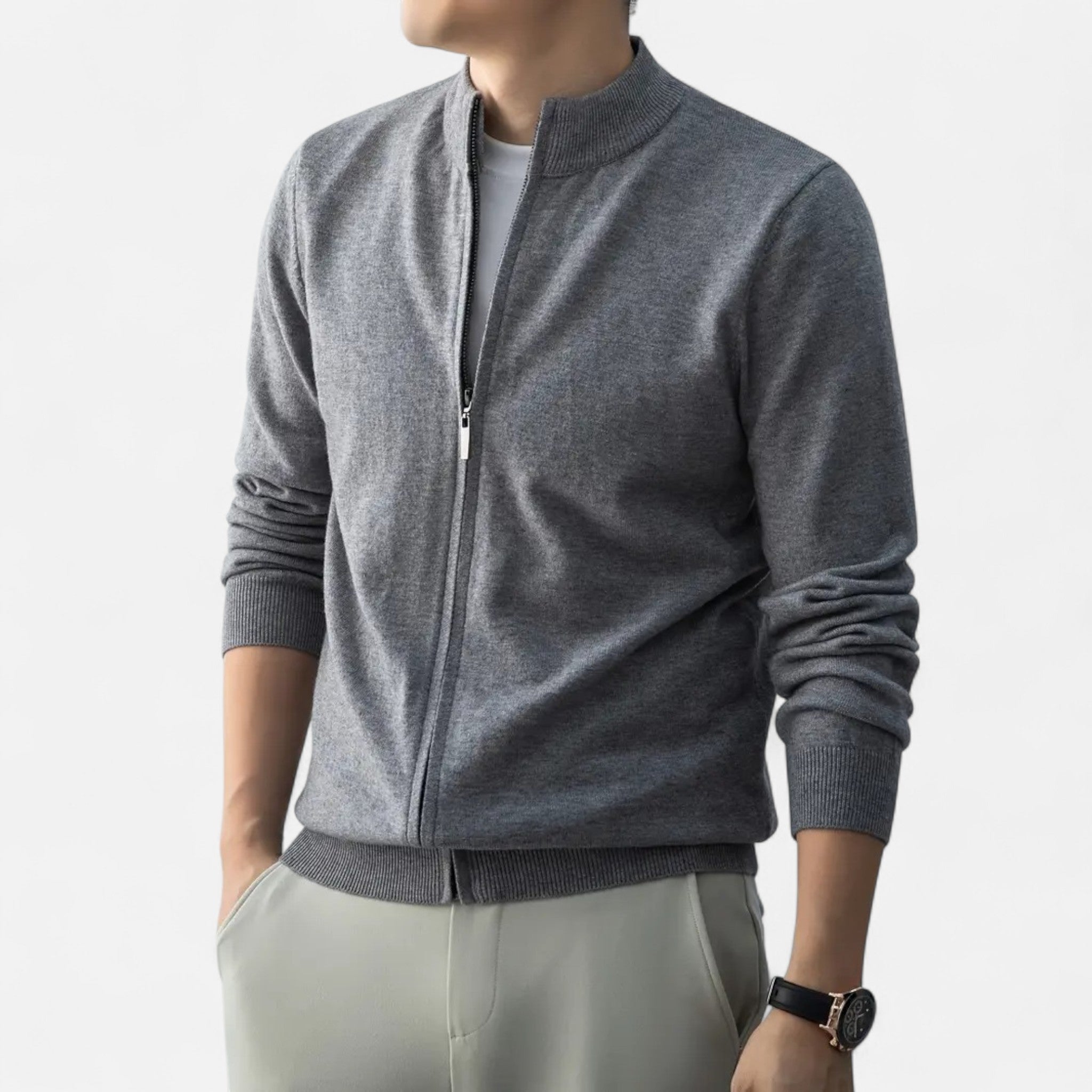 Rocal Outlet | Jersey con Cremallera Completa para Hombre – Mezcla de Lana Heritage
