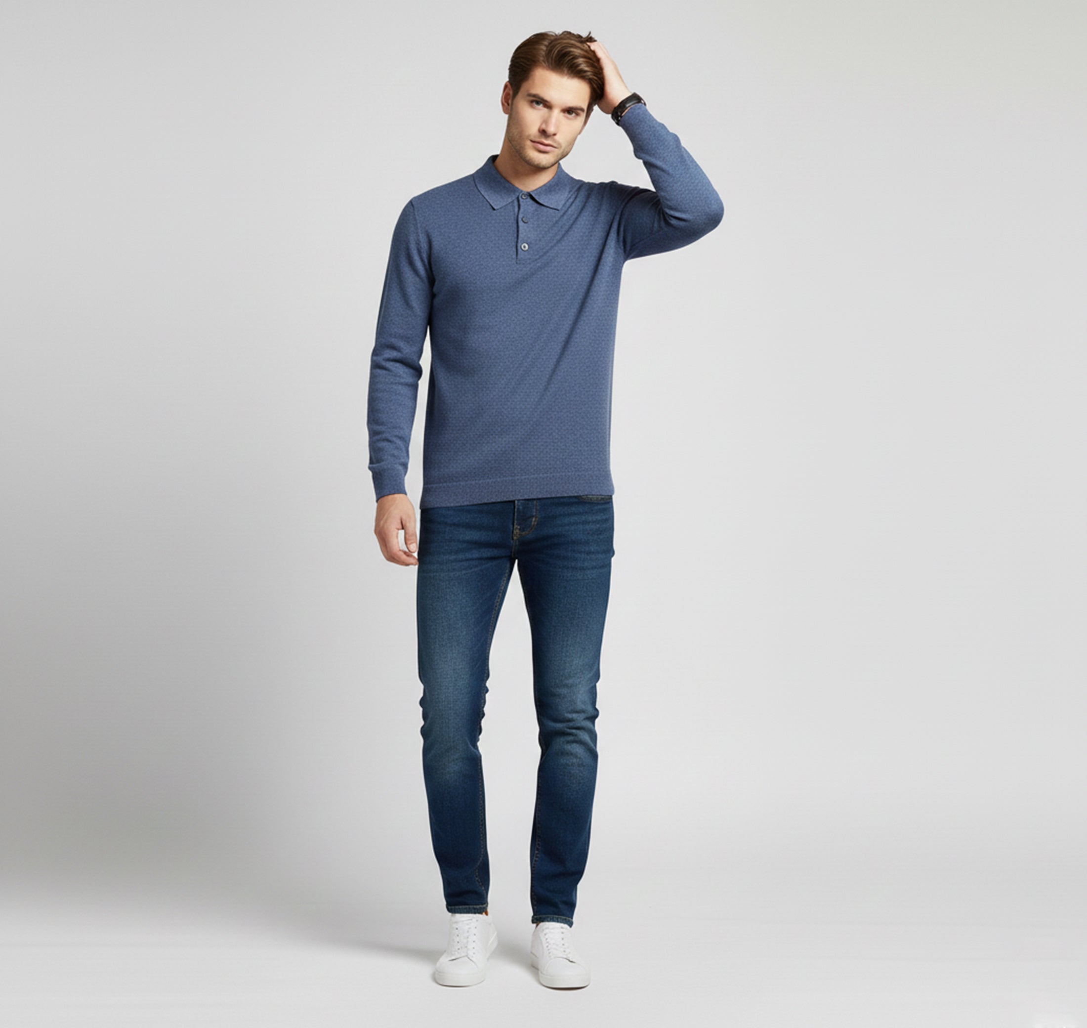 Rocal Outlet | Jersey de Punto con Cuello Polo para Hombre – Capa Diaria Cálida