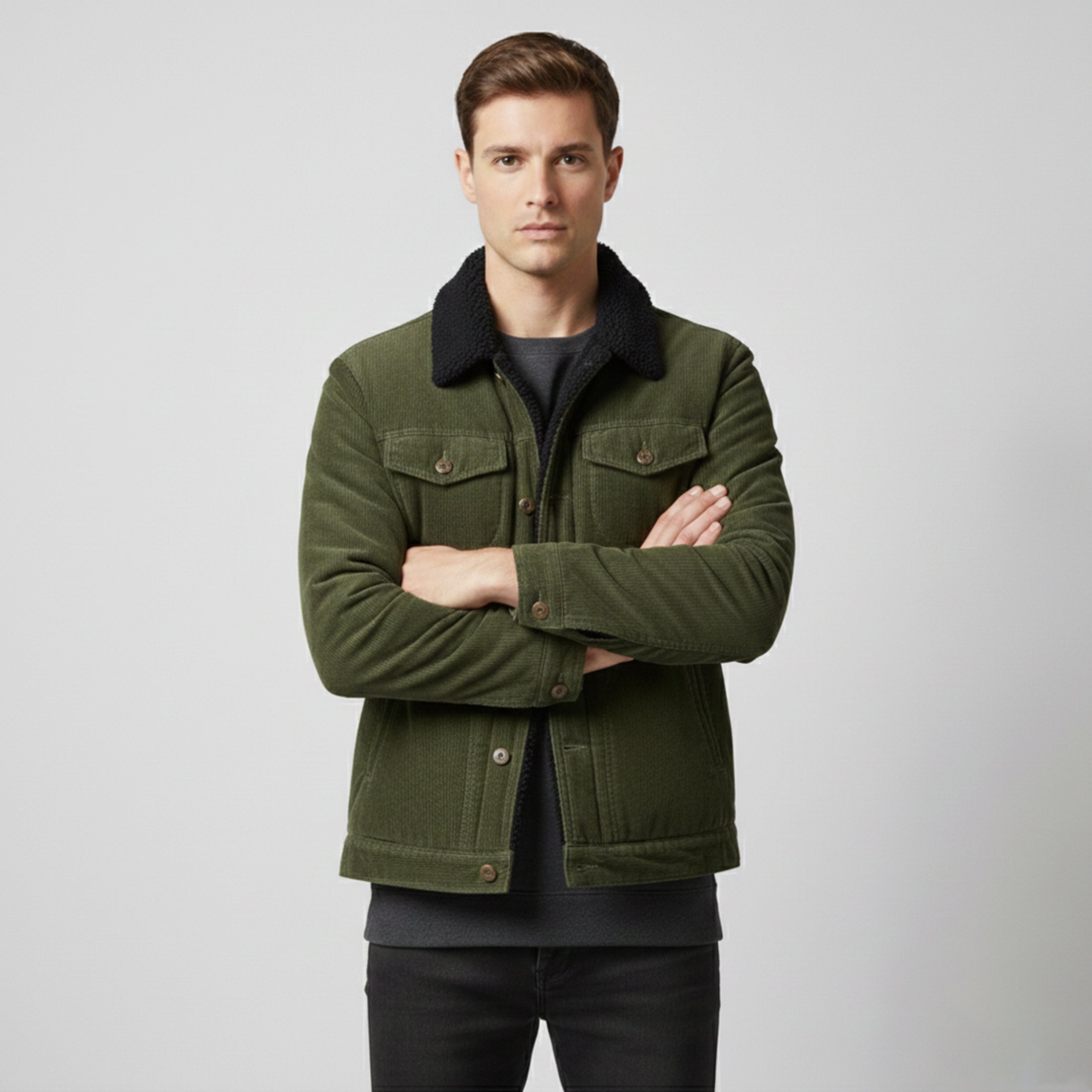 Rocal Outlet | Men’s Casual Warm Jacket – Corduroy Fit