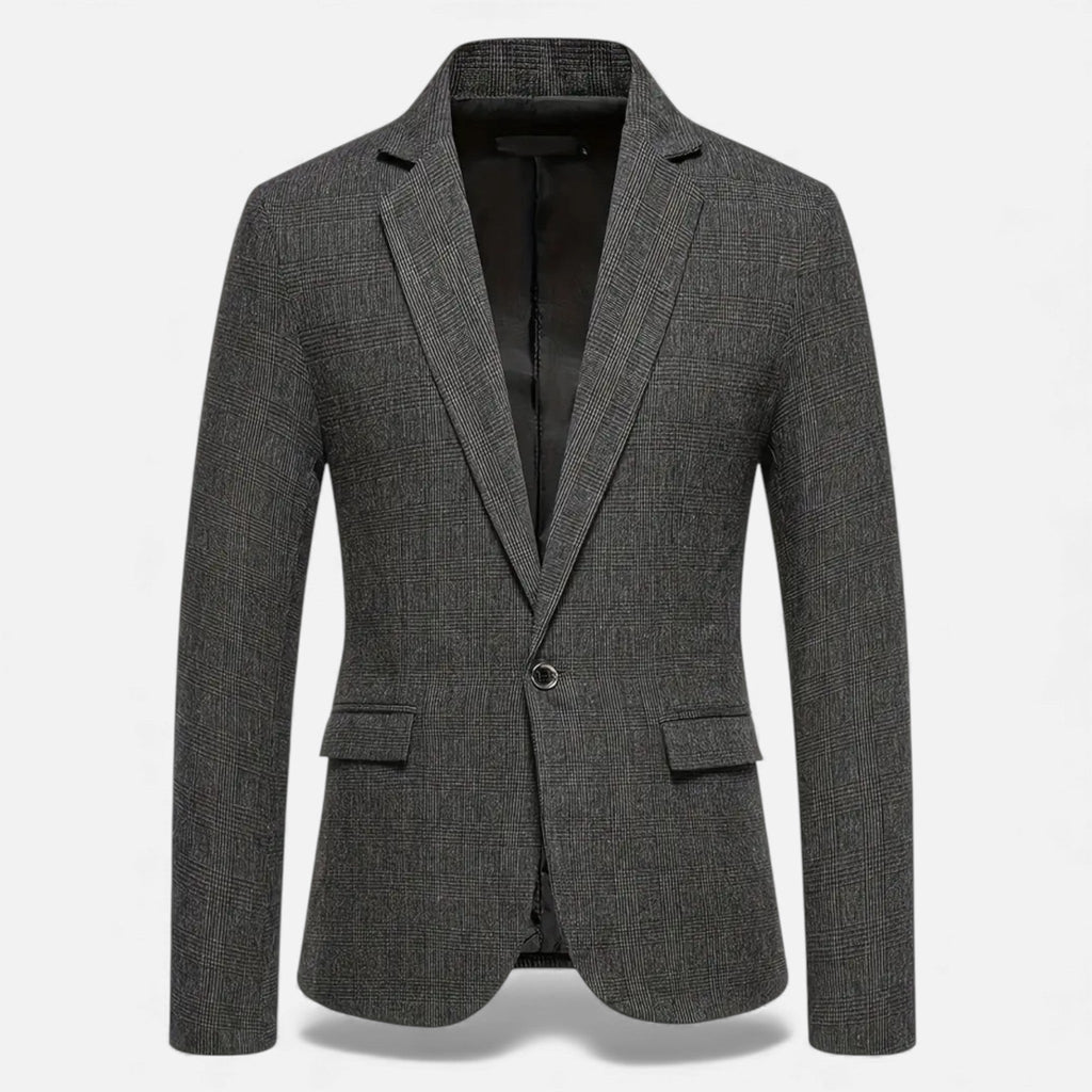Rocal Outlet | Men’s Check Tweed Blazer – Classic Single-Breasted Design