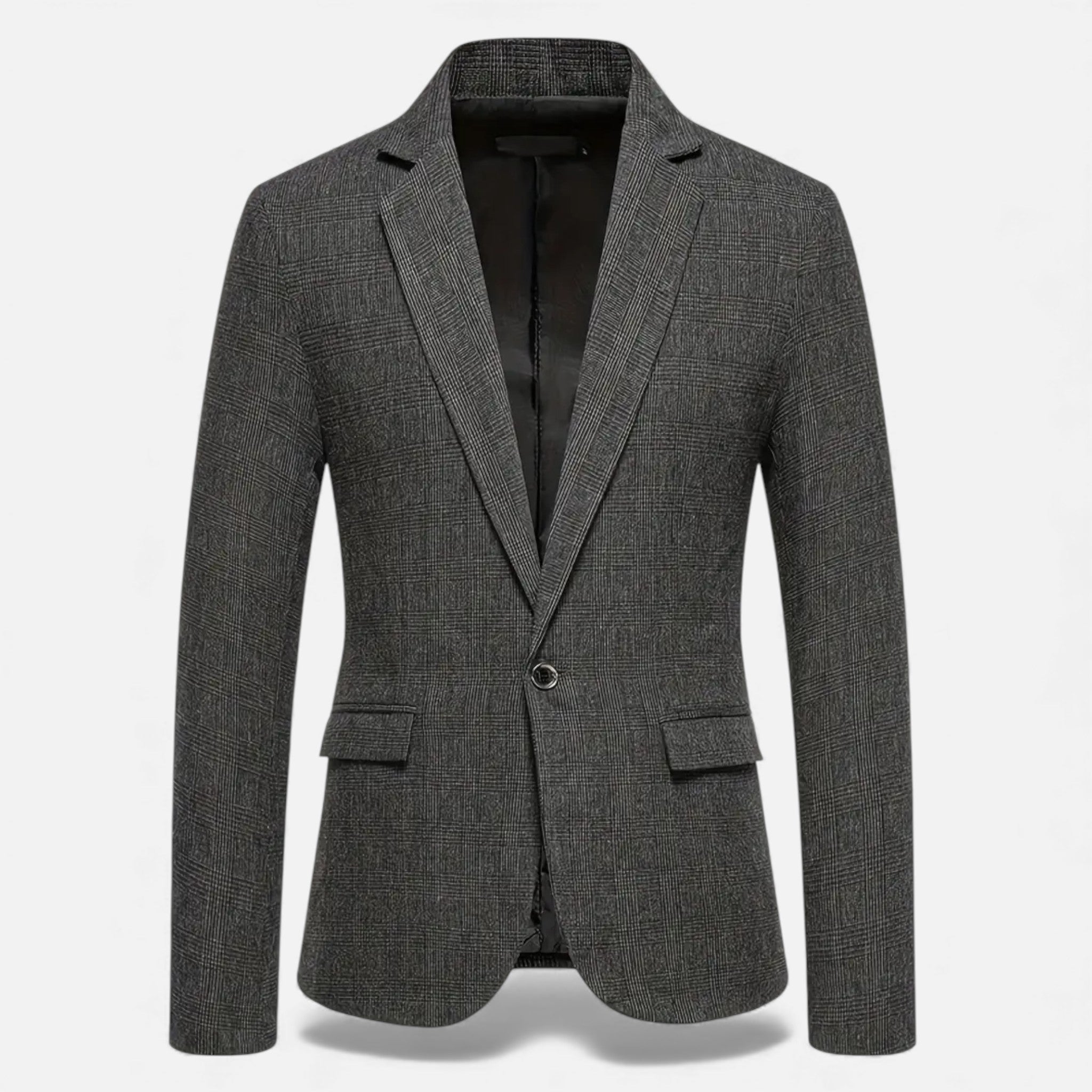 Rocal Outlet | Men’s Check Tweed Blazer – Classic Single-Breasted Design