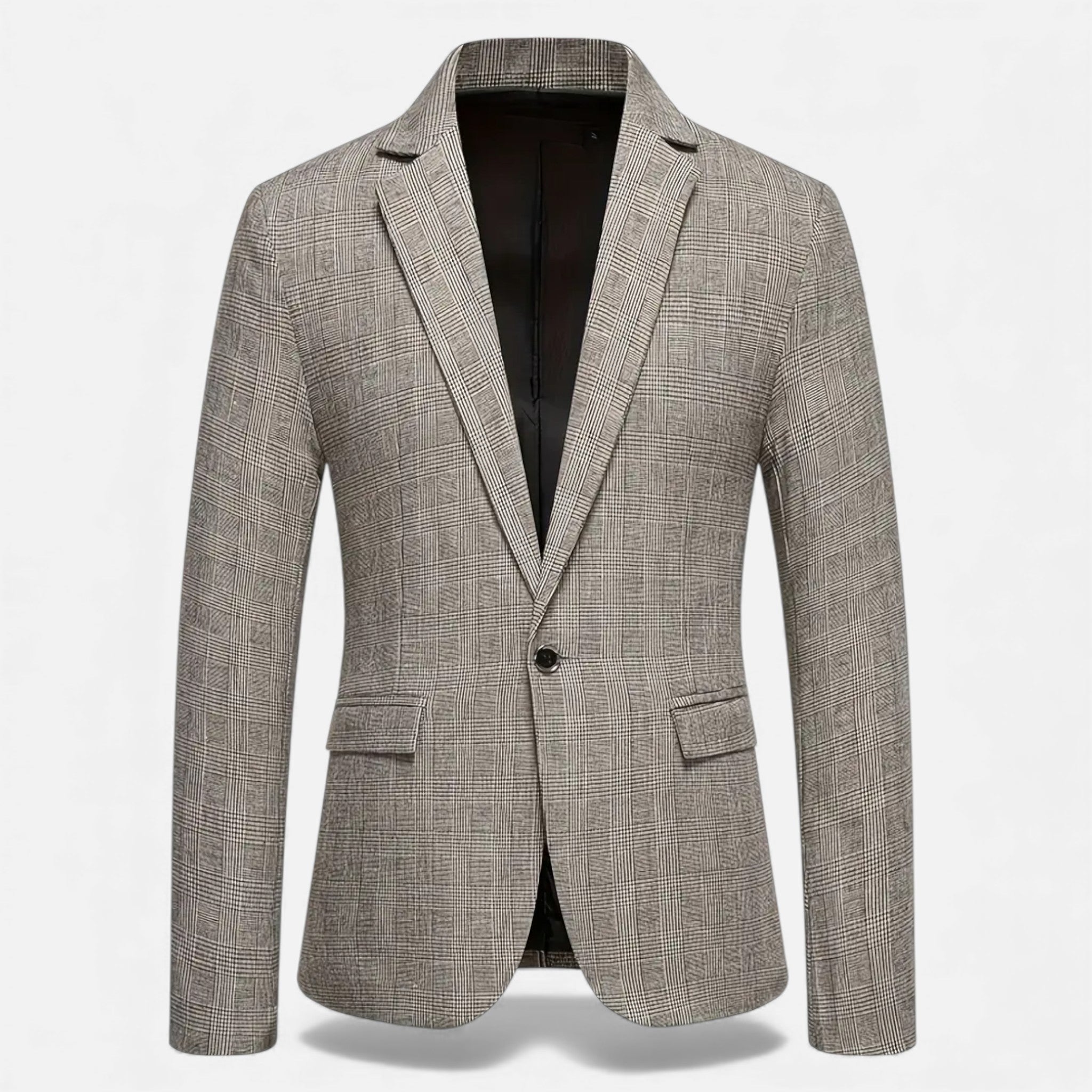 Rocal Outlet | Men’s Check Tweed Blazer – Classic Single-Breasted Design