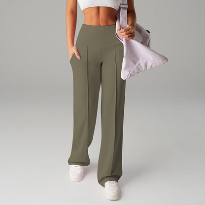 Pantalones Rectos Versátiles para Mujer - Tejido Elástico Cómodo + Bolsillos Prácticos