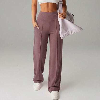 Pantalones Rectos Versátiles para Mujer - Tejido Elástico Cómodo + Bolsillos Prácticos
