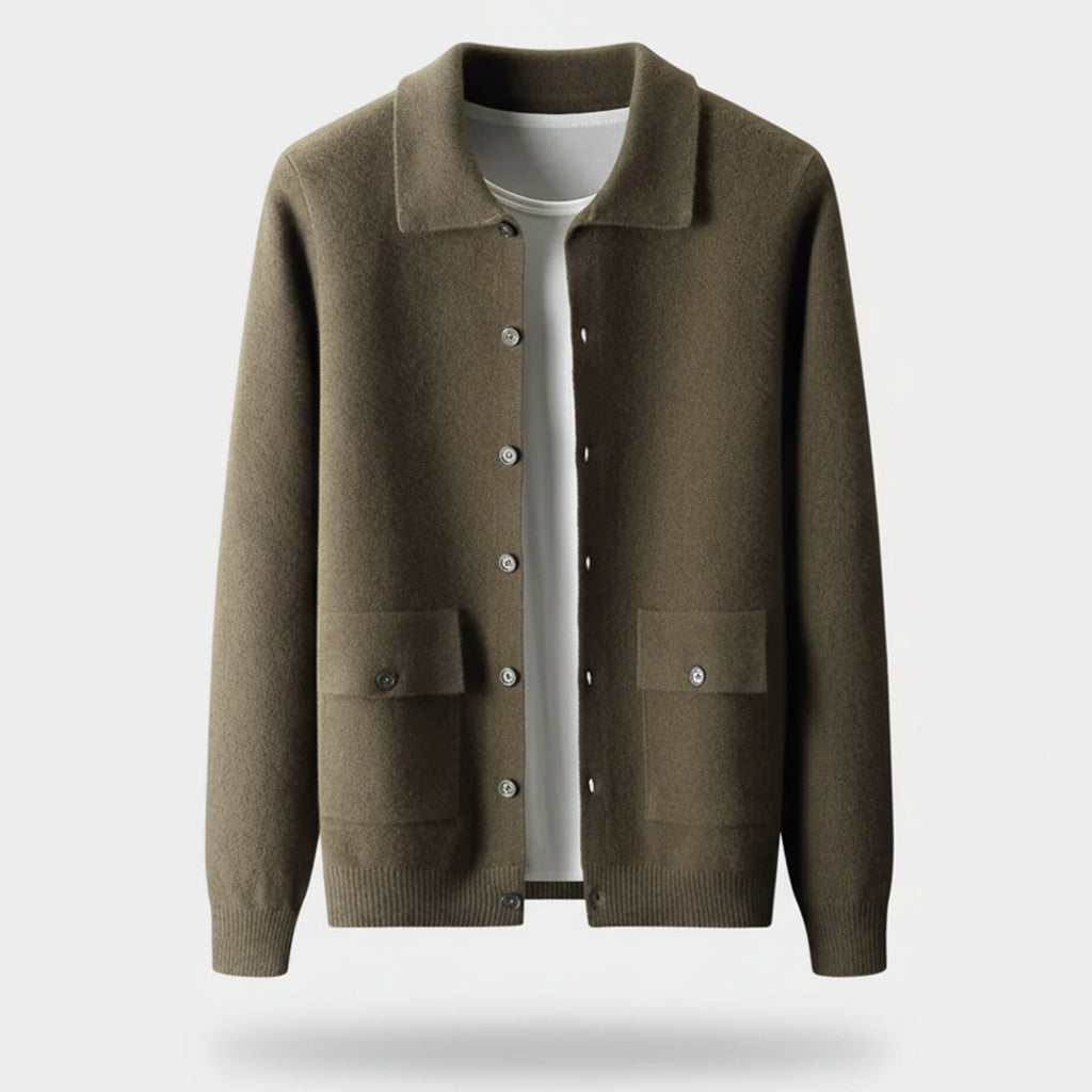 Rocal Outlet | Men’s Wool Cardigan – Polo Collar Classic