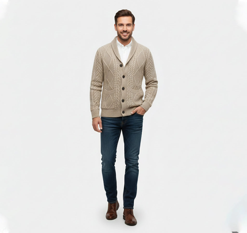 Rocal Outlet | Men’s Knit Cardigan Jacket – Jacquard Warm Edition
