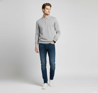 Rocal Outlet | Jersey de Punto con Cuello Polo para Hombre – Capa Diaria Cálida