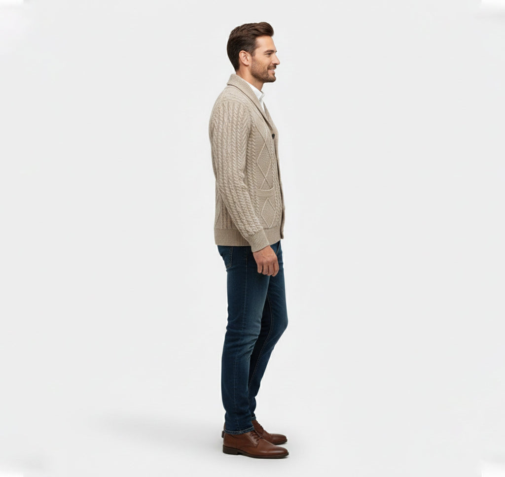 Rocal Outlet | Men’s Knit Cardigan Jacket – Jacquard Warm Edition