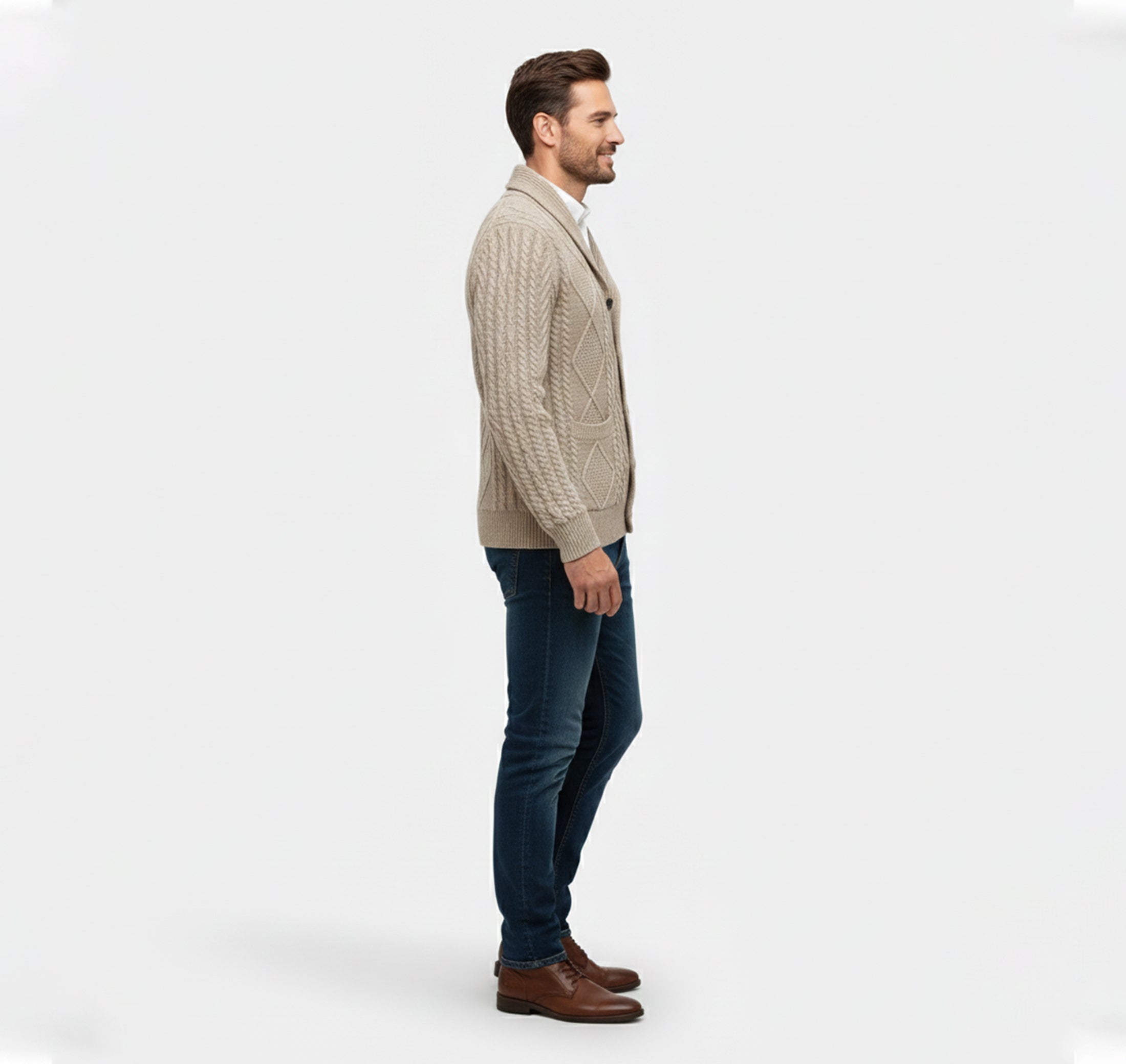 Rocal Outlet | Men’s Knit Cardigan Jacket – Jacquard Warm Edition