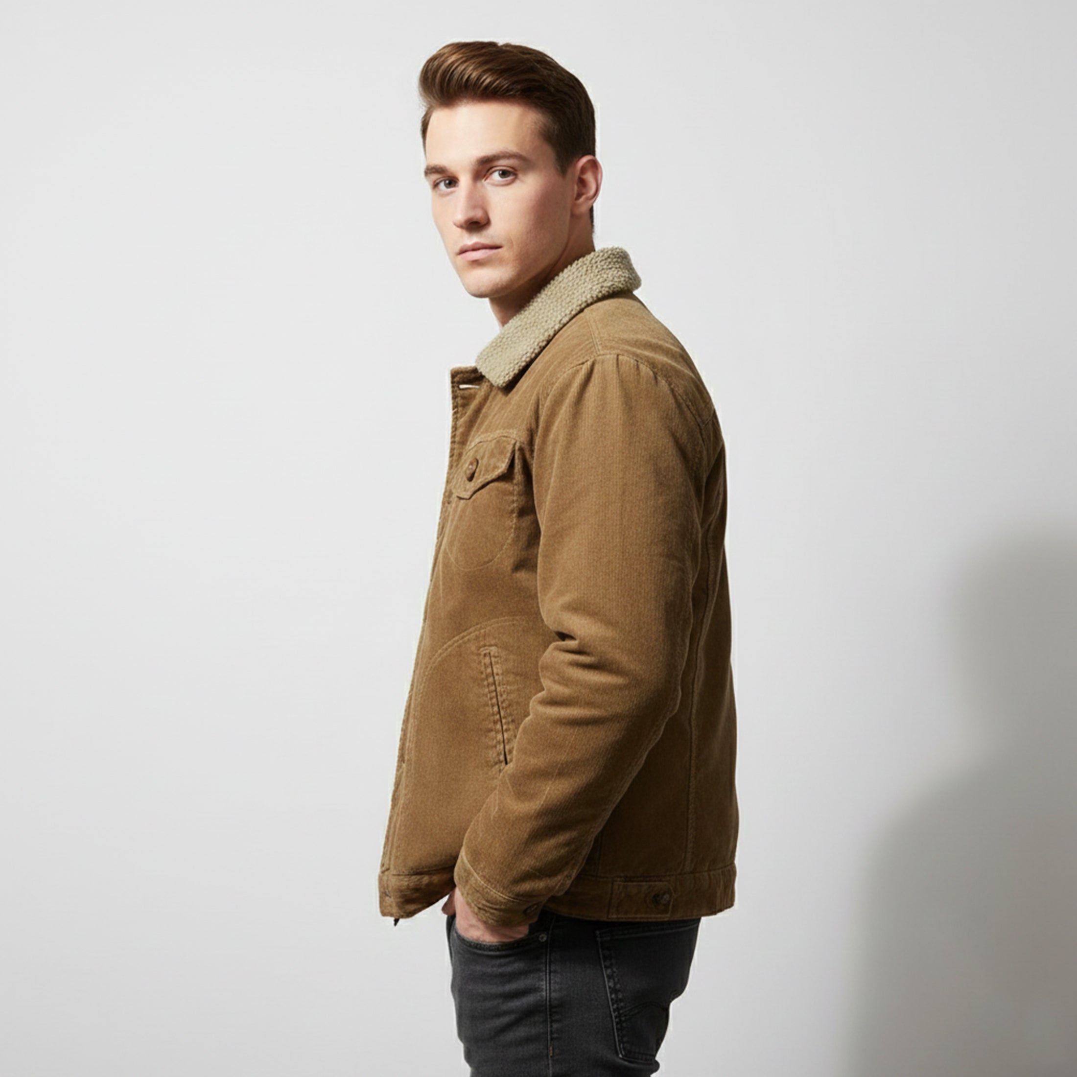 Rocal Outlet | Men’s Casual Warm Jacket – Corduroy Fit