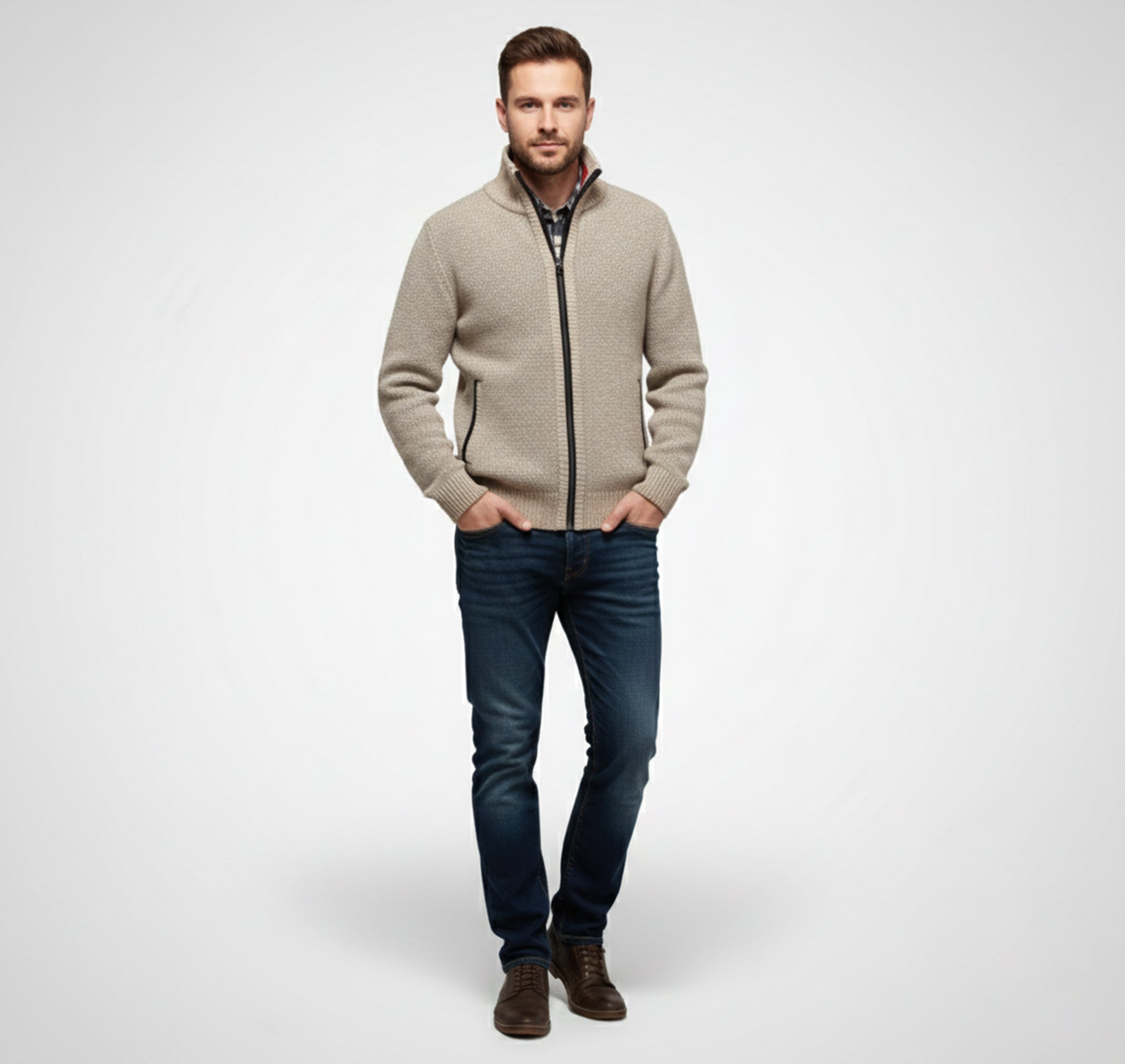 Rocal Outlet | Men’s Knit Sweater Jacket – Warm Knit Layer