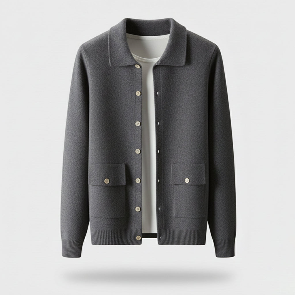 Rocal Outlet | Men’s Wool Cardigan – Polo Collar Classic