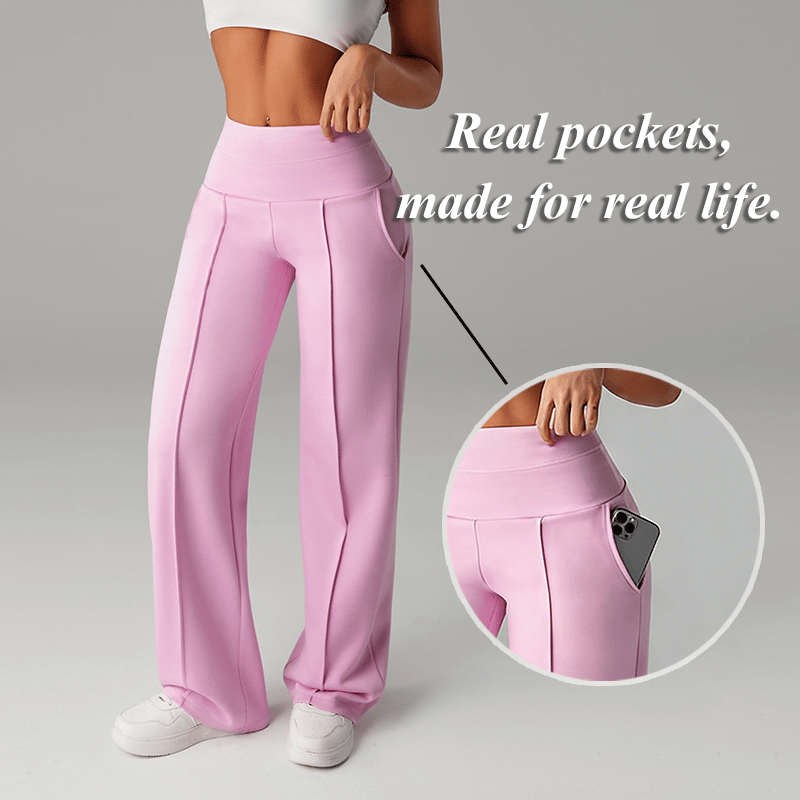 Pantalones Rectos Versátiles para Mujer - Tejido Elástico Cómodo + Bolsillos Prácticos