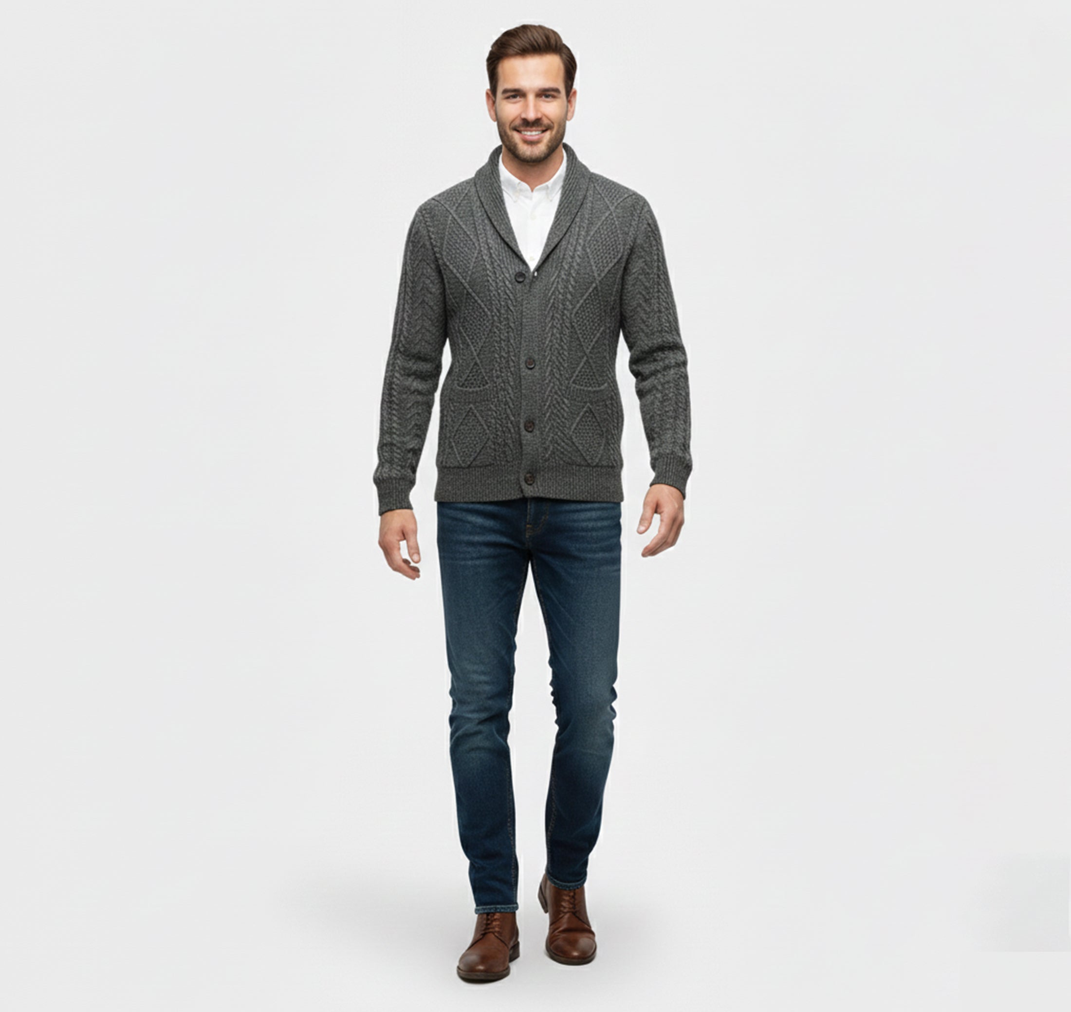 Rocal Outlet | Men’s Knit Cardigan Jacket – Jacquard Warm Edition