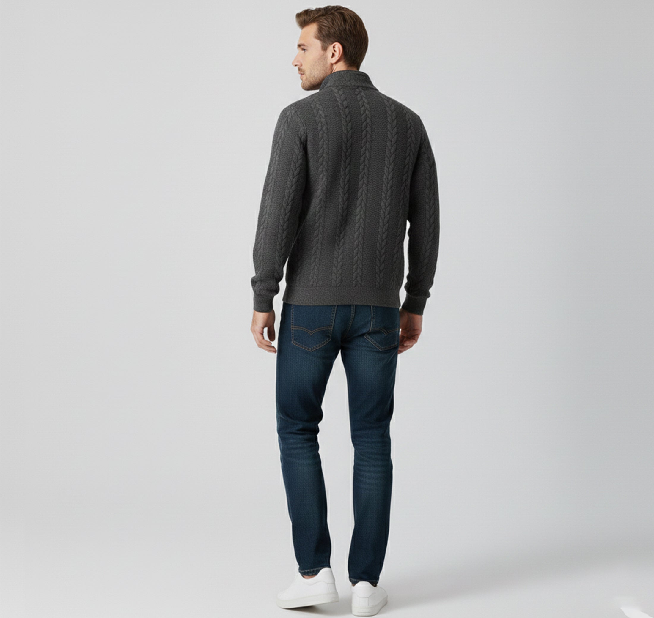 Rocal Outlet | Prendas de punto jacquard para hombre – Clásico con solapa suelta
