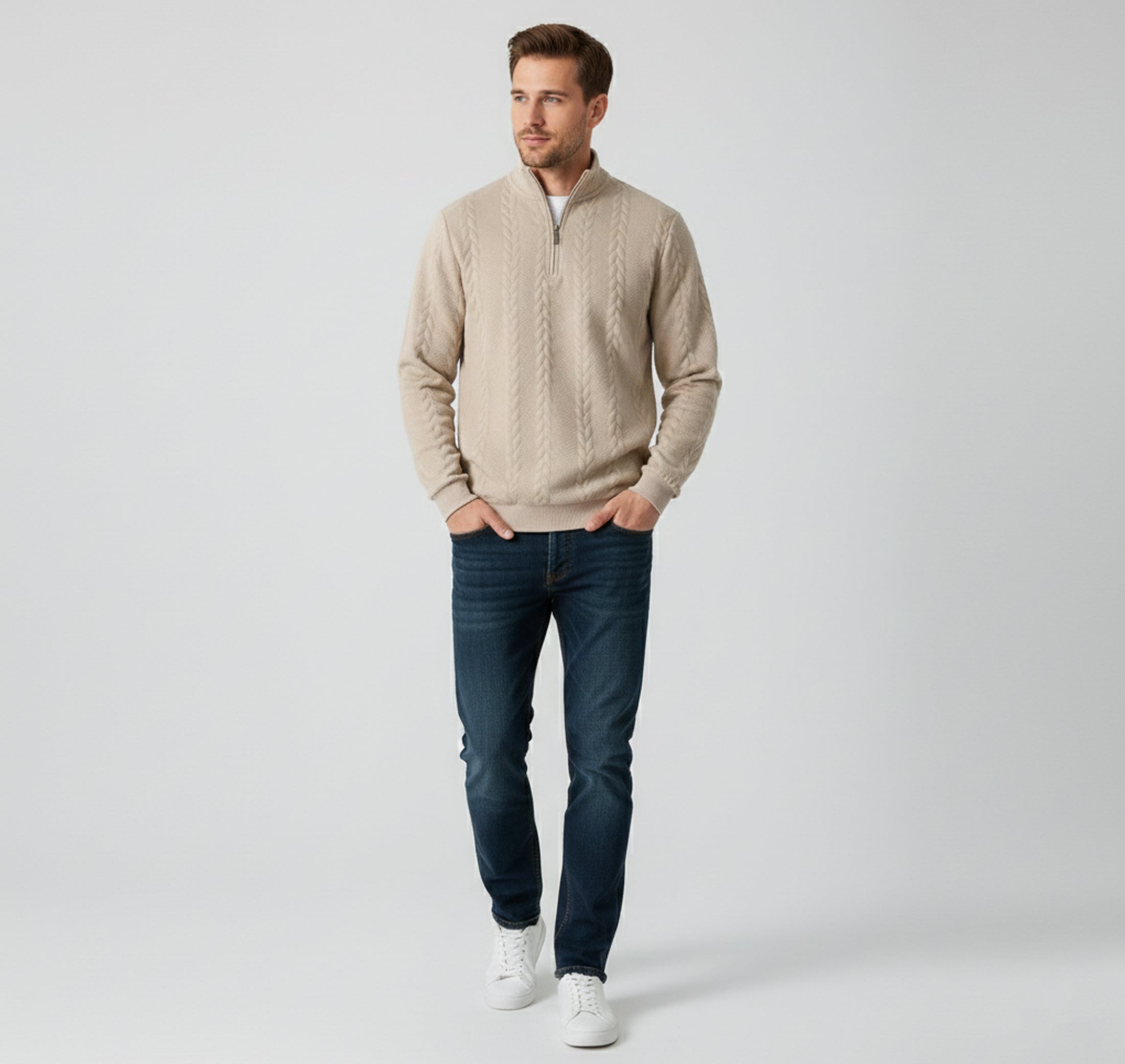 Rocal Outlet | Prendas de punto jacquard para hombre – Clásico con solapa suelta