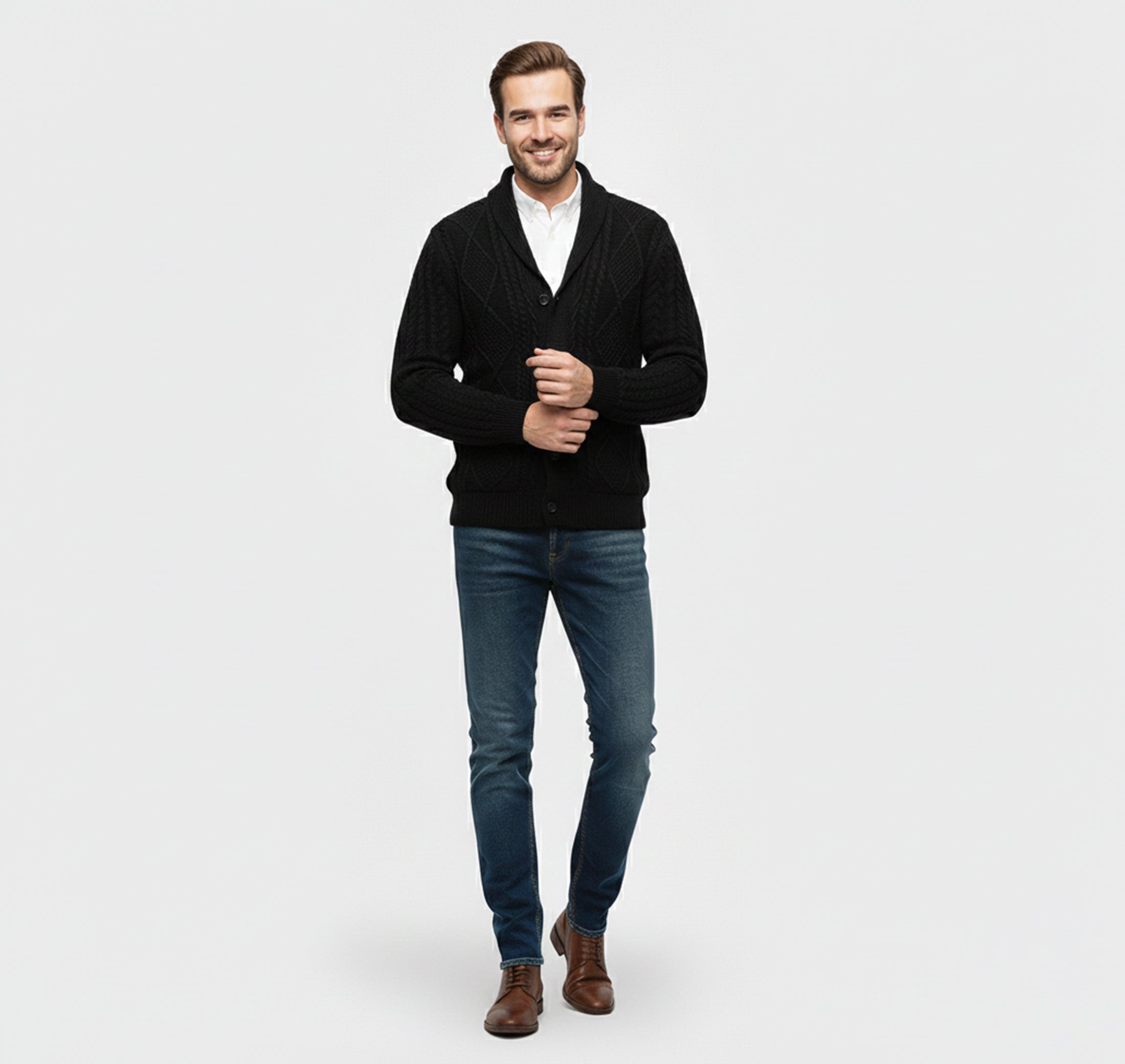 Rocal Outlet | Men’s Knit Cardigan Jacket – Jacquard Warm Edition