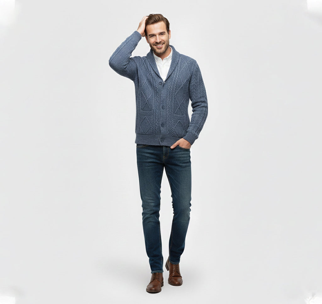 Rocal Outlet | Men’s Knit Cardigan Jacket – Jacquard Warm Edition