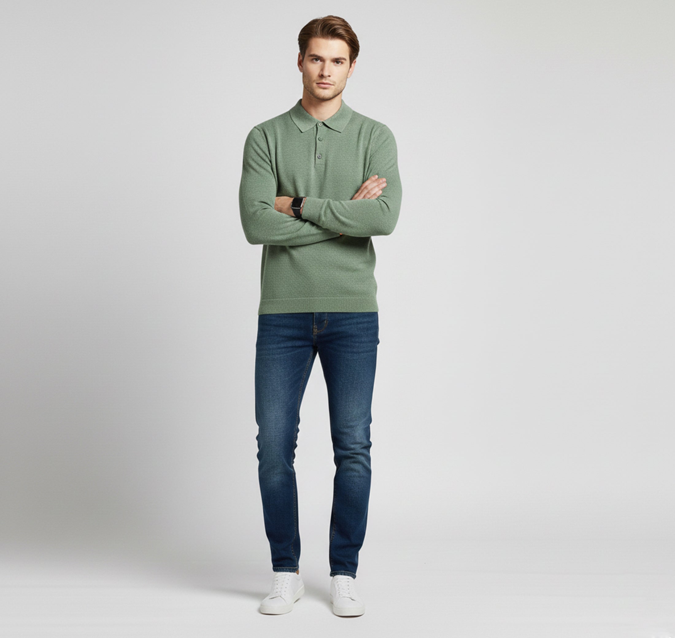 Rocal Outlet | Jersey de Punto con Cuello Polo para Hombre – Capa Diaria Cálida