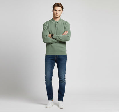 Rocal Outlet | Jersey de Punto con Cuello Polo para Hombre – Capa Diaria Cálida