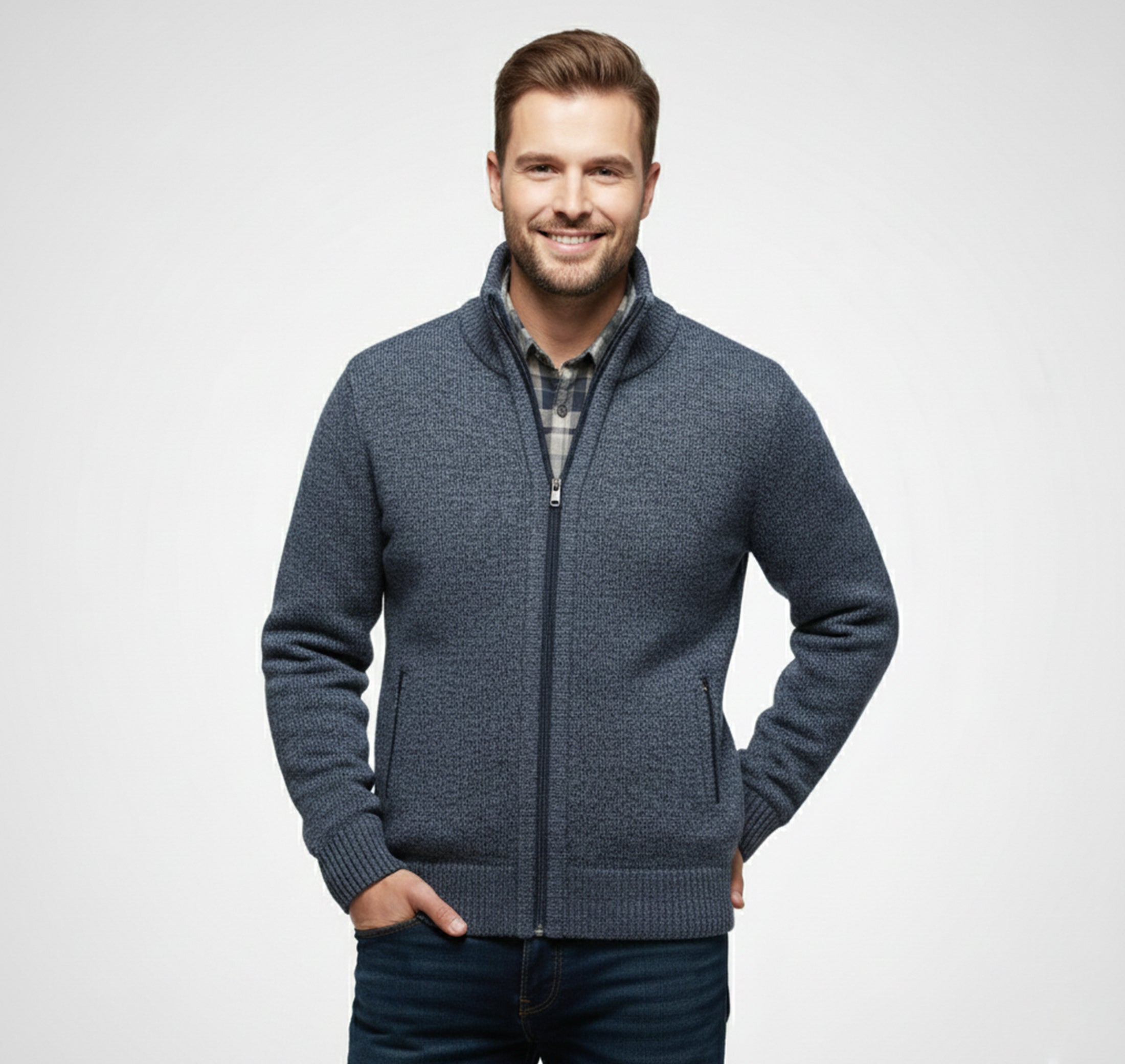 Rocal Outlet | Men’s Knit Sweater Jacket – Warm Knit Layer