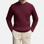 Rocal Outlet | Men’s Round Neck Twisted Rope Knit Sweater – Classic Cable Jumper