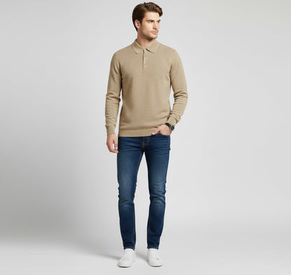 Rocal Outlet | Jersey de Punto con Cuello Polo para Hombre – Capa Diaria Cálida