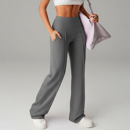 Pantalones Rectos Versátiles para Mujer - Tejido Elástico Cómodo + Bolsillos Prácticos
