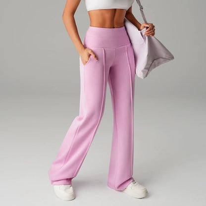 Pantalones Rectos Versátiles para Mujer - Tejido Elástico Cómodo + Bolsillos Prácticos