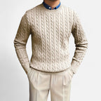 Rocal Outlet | Men’s Round Neck Twisted Rope Knit Sweater – Classic Cable Jumper