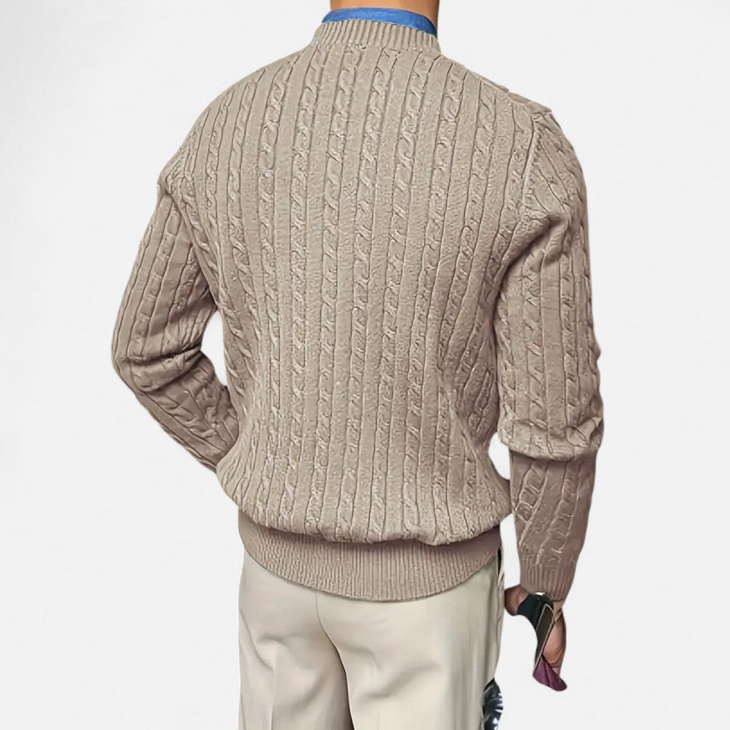 Rocal Outlet | Men’s Round Neck Twisted Rope Knit Sweater – Classic Cable Jumper