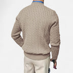 Rocal Outlet | Men’s Round Neck Twisted Rope Knit Sweater – Classic Cable Jumper