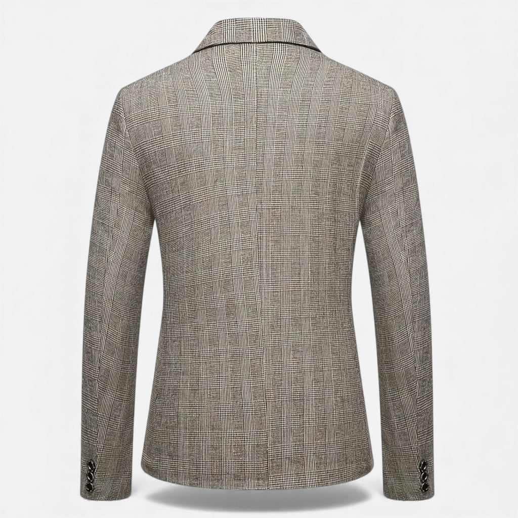 Rocal Outlet | Men’s Check Tweed Blazer – Classic Single-Breasted Design