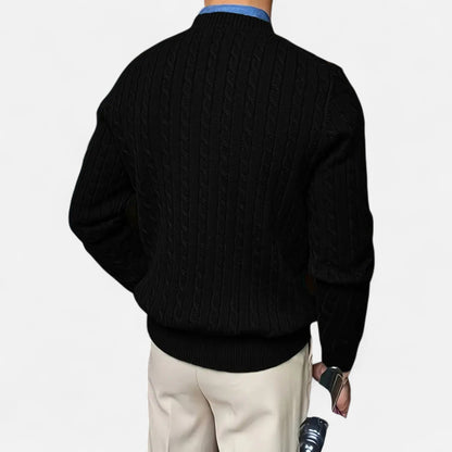 Rocal Outlet | Suéter de punto con cuello redondo y cuerda torsionada para hombre – Jerséi clásico de cable
