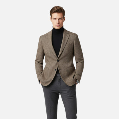 Rocal Outlet | Blazer de hombre de lana con espiga – refinamiento clásico de un solo botón