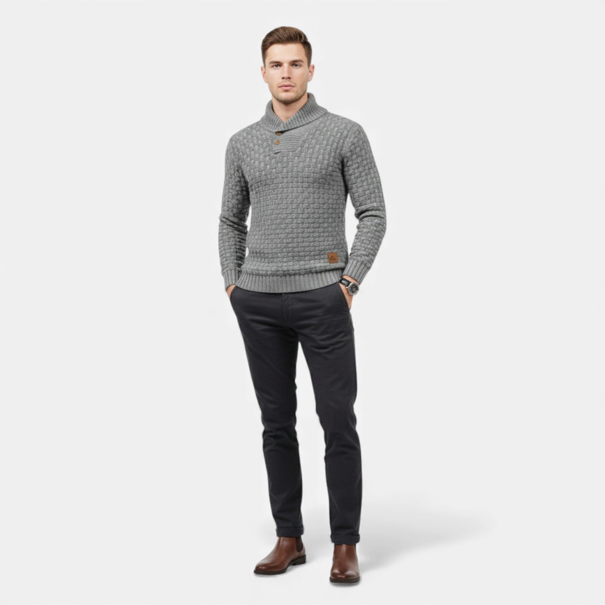 Rocal Outlet | Jersey para Hombre – Clásico Invernal de Punto con Solapa