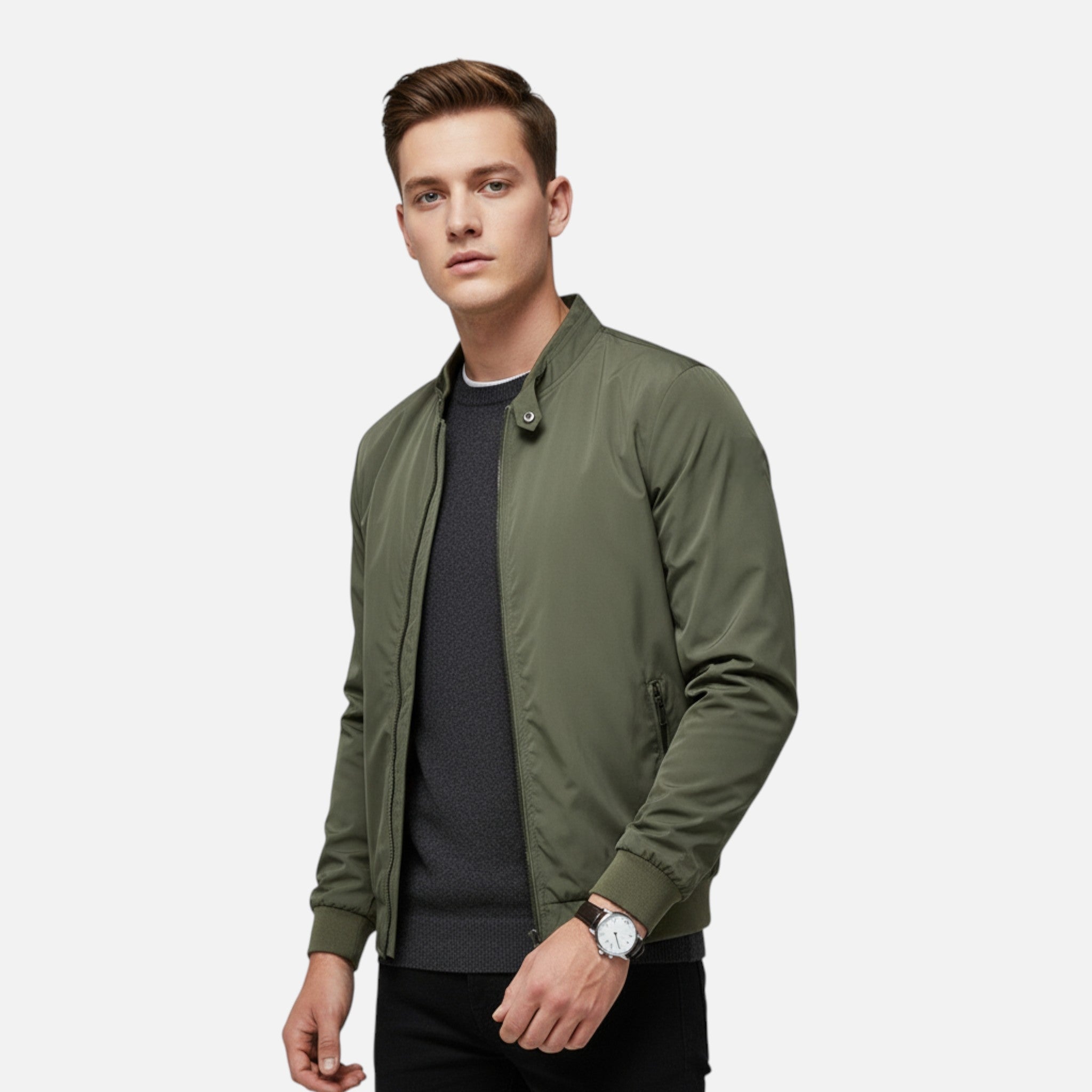 Rocal Outlet | Men’s Lightweight Bomber Jacket – Classic Ribbed Collar Design