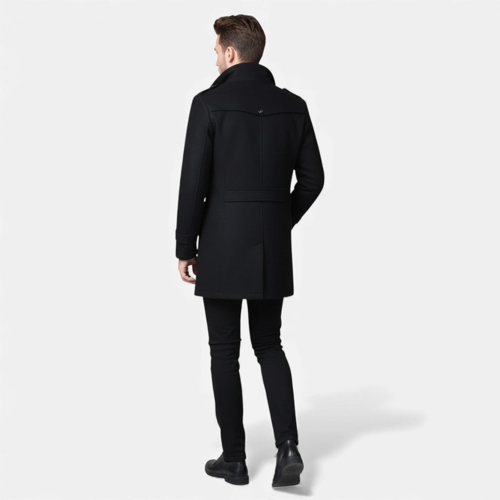 Rocal Outlet | Men’s Long Coat – Vintage Contrast-Collar Elegance