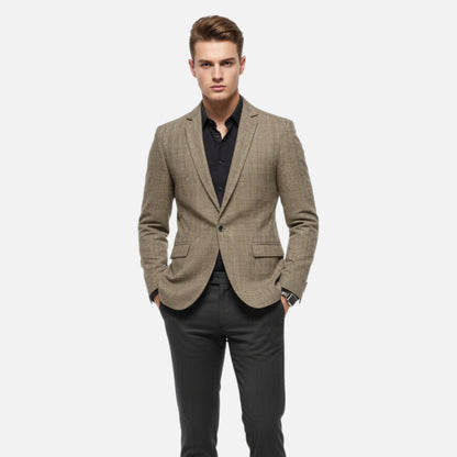 Rocal Outlet | Blazer de tweed a cuadros para hombre – Diseño clásico de un solo botón